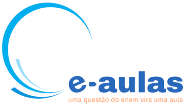 Logo contendo o ícone das e-aulas, nela é possível ler a frase 'uma questão do enem vira uma aula'